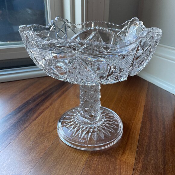 Vintage Mckee Sunbeam EPAG Pressed Glass Large Compote Bowl - Picture 1 of 5